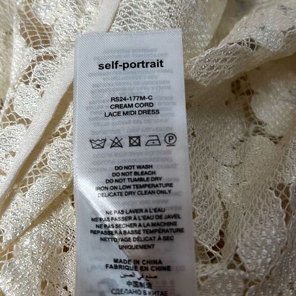 Self-Portrait Cream Cord Lace Diamanté Midi Dress Size US 6 / UK 10 NWT (035) - Picture 16 of 16